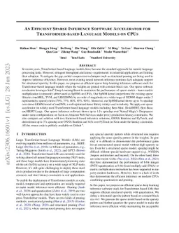 An Efficient Sparse Inference Software Accelerator for Transformer-based
  Language Models on CPUs