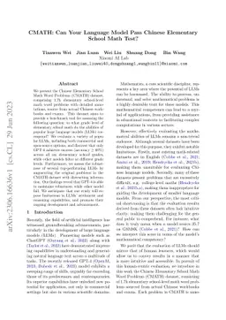 CMATH: Can Your Language Model Pass Chinese Elementary School Math Test?