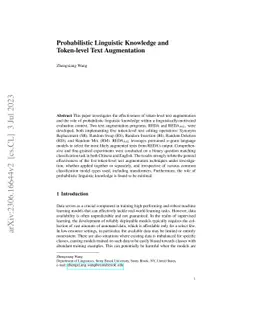 Probabilistic Linguistic Knowledge and Token-level Text Augmentation