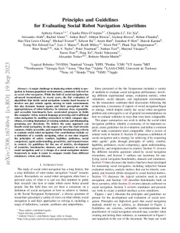 Principles and Guidelines for Evaluating Social Robot Navigation
  Algorithms