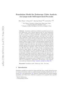 Foundation Model for Endoscopy Video Analysis via Large-scale
  Self-supervised Pre-train