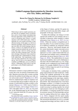 Unified Language Representation for Question Answering over Text,
  Tables, and Images
