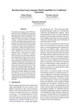 Benchmarking Large Language Model Capabilities for Conditional
  Generation