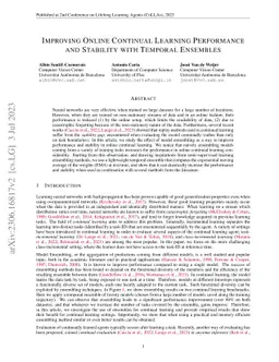 Improving Online Continual Learning Performance and Stability with
  Temporal Ensembles