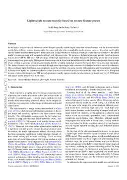 Lightweight texture transfer based on texture feature preset