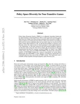 Policy Space Diversity for Non-Transitive Games