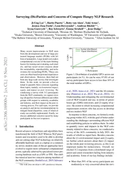 Surveying (Dis)Parities and Concerns of Compute Hungry NLP Research