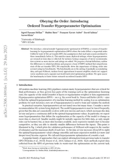 Obeying the Order: Introducing Ordered Transfer Hyperparameter
  Optimisation