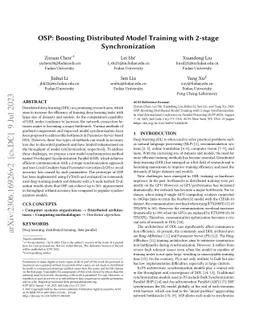 OSP: Boosting Distributed Model Training with 2-stage Synchronization