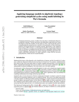 Applying language models to algebraic topology: generating simplicial
  cycles using multi-labeling in Wu's formula