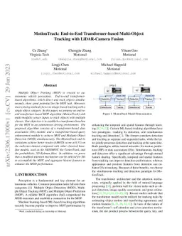 MotionTrack: End-to-End Transformer-based Multi-Object Tracing with
  LiDAR-Camera Fusion