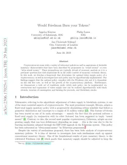 Would Friedman Burn your Tokens?