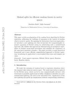 Medoid splits for efficient random forests in metric spaces