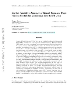 On the Predictive Accuracy of Neural Temporal Point Process Models for
  Continuous-time Event Data