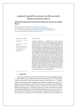weighted CapsuleNet networks for Persian multi-domain sentiment analysis