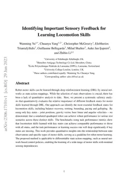 Identifying Important Sensory Feedback for Learning Locomotion Skills