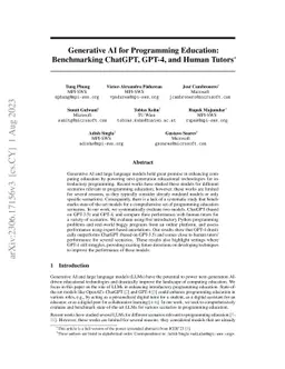 Generative AI for Programming Education: Benchmarking ChatGPT, GPT-4,
  and Human Tutors