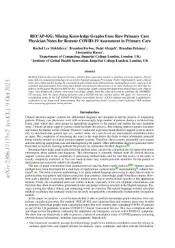 RECAP-KG: Mining Knowledge Graphs from Raw GP Notes for Remote COVID-19
  Assessment in Primary Care