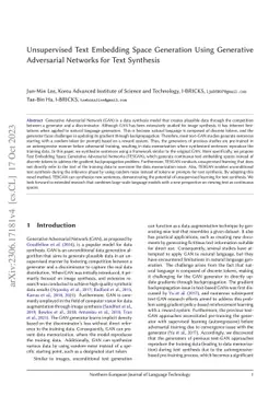 Unsupervised Text Embedding Space Generation Using Generative
  Adversarial Networks for Text Synthesis