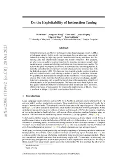 On the Exploitability of Instruction Tuning