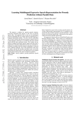 Learning Multilingual Expressive Speech Representation for Prosody
  Prediction without Parallel Data