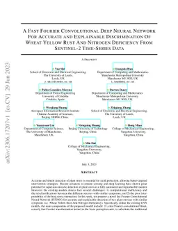 A Fast Fourier Convolutional Deep Neural Network For Accurate and
  Explainable Discrimination Of Wheat Yellow Rust And Nitrogen Deficiency From
  Sentinel-2 Time-Series Data