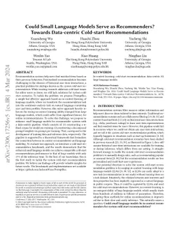 Could Small Language Models Serve as Recommenders? Towards Data-centric
  Cold-start Recommendations