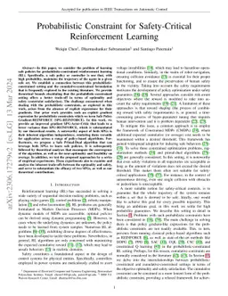 Probabilistic Constraint for Safety-Critical Reinforcement Learning