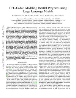 HPC-Coder: Modeling Parallel Programs using Large Language Models