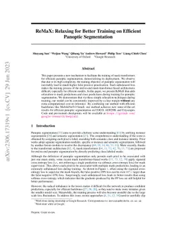 ReMaX: Relaxing for Better Training on Efficient Panoptic Segmentation