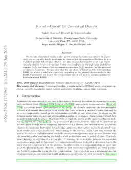 Kernel $ε$-Greedy for Multi-Armed Bandits with Covariates