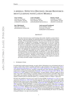 $λ$-models: Effective Decision-Aware Reinforcement Learning with
  Latent Models