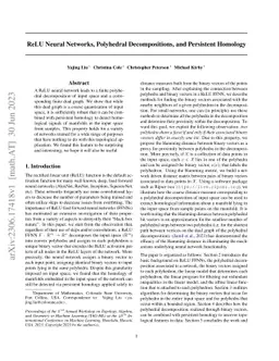 ReLU Neural Networks, Polyhedral Decompositions, and Persistent Homolog