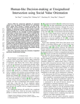 Human-like Decision-making at Unsignalized Intersection using Social
  Value Orientation