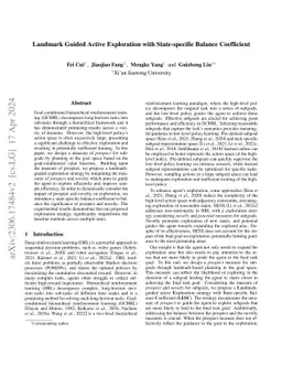 Landmark Guided Active Exploration with State-specific Balance
  Coefficient