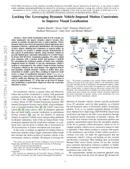 Locking On: Leveraging Dynamic Vehicle-Imposed Motion Constraints to
  Improve Visual Localization