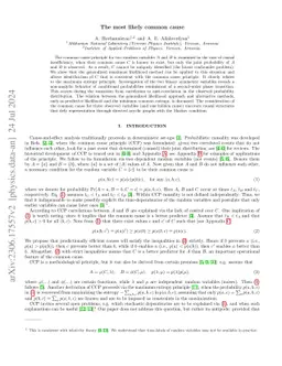 The most likely common cause