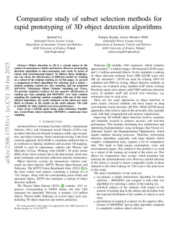 Comparative study of subset selection methods for rapid prototyping of
  3D object detection algorithms