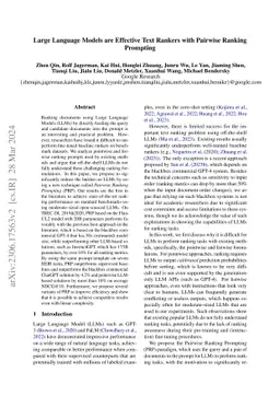 Large Language Models are Effective Text Rankers with Pairwise Ranking
  Prompting
