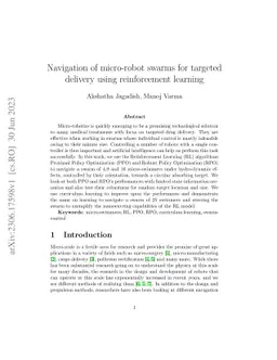 Navigation of micro-robot swarms for targeted delivery using
  reinforcement learning