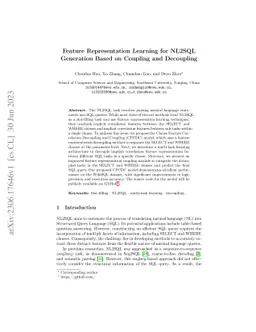 Feature Representation Learning for NL2SQL Generation Based on Coupling
  and Decoupling
