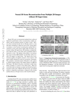 Neural 3D Scene Reconstruction from Multiple 2D Images without 3D
  Supervision