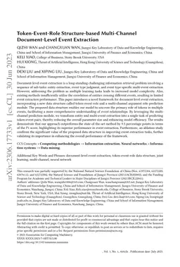 Token-Event-Role Structure-based Multi-Channel Document-Level Event
  Extraction
