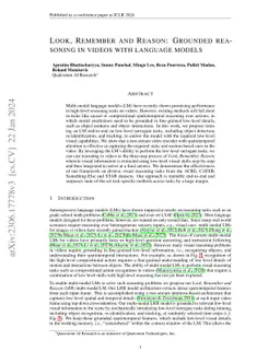 Look, Remember and Reason: Grounded reasoning in videos with language
  models