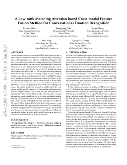 A Low-rank Matching Attention based Cross-modal Feature Fusion Method
  for Conversational Emotion Recognition