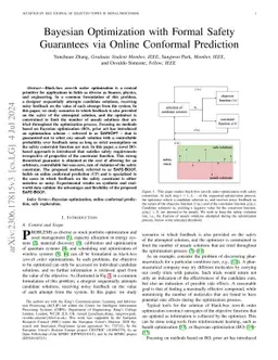 Bayesian Optimization with Formal Safety Guarantees via Online Conformal
  Prediction