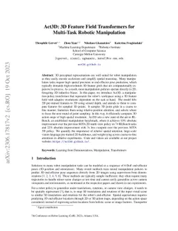 Act3D: 3D Feature Field Transformers for Multi-Task Robotic Manipulation