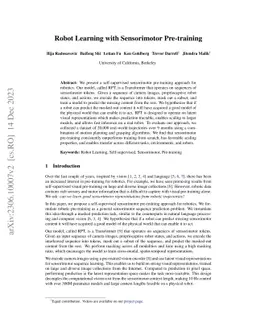 Robot Learning with Sensorimotor Pre-training