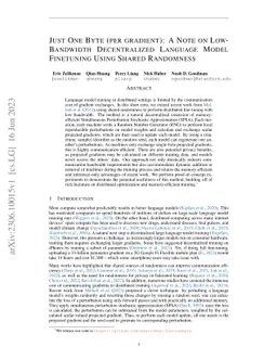 Just One Byte (per gradient): A Note on Low-Bandwidth Decentralized
  Language Model Finetuning Using Shared Randomness