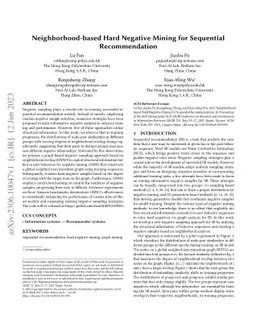 Neighborhood-based Hard Negative Mining for Sequential Recommendation